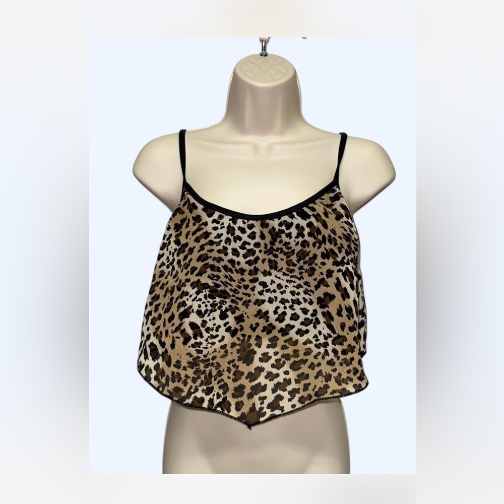 Q by Pasquale Black and Tan Sleeveless Crop Camisole